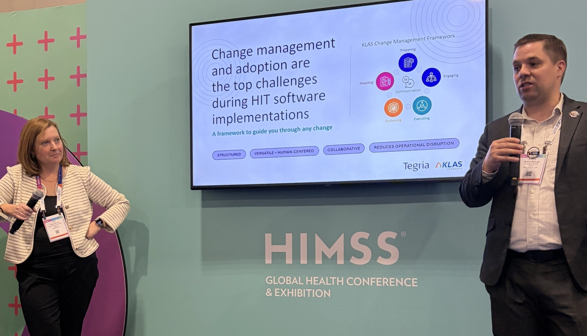Meg Johnson and Robbie Bullough led a packed session on structured change management at HIMSS26. 